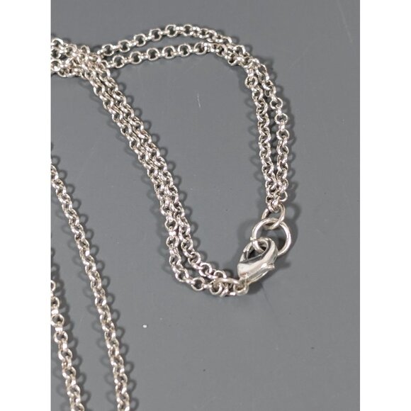 Retro Silver Tone Double Chain Faux Pearl Very Long necklace 64" - Picture 6 of 7